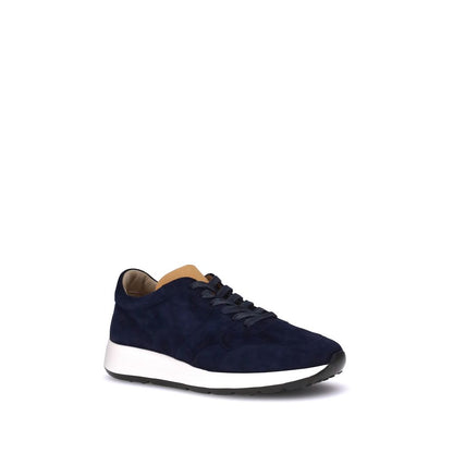 Alt Tag: Tod's Blue Calf Leather Bos Taurus Low Top Sneakers with suede finish and rubber sole, designed for comfort and style.
