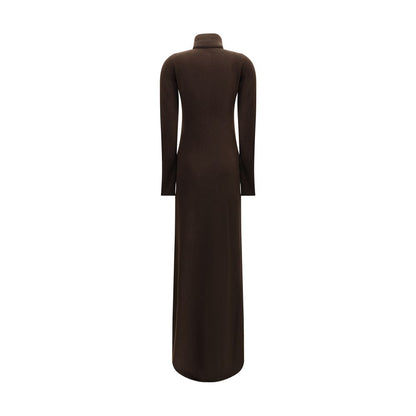 Tom Ford Brown Cashmere Casual Dress - back view with high collar and ribbed cuffs. AW25 season, elegant knit fashion.