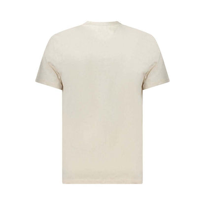 Alt Tag: Back view of Tommy Hilfiger Beige Cotton Men T-Shirt showcasing its classic crew neck and sustainable fabric.