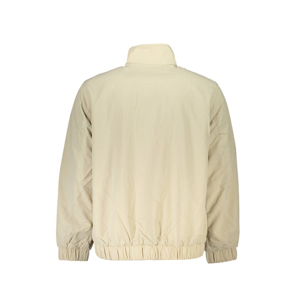 Back view of Tommy Hilfiger Beige Polyamide Men Jacket with elastic waist and cuffs