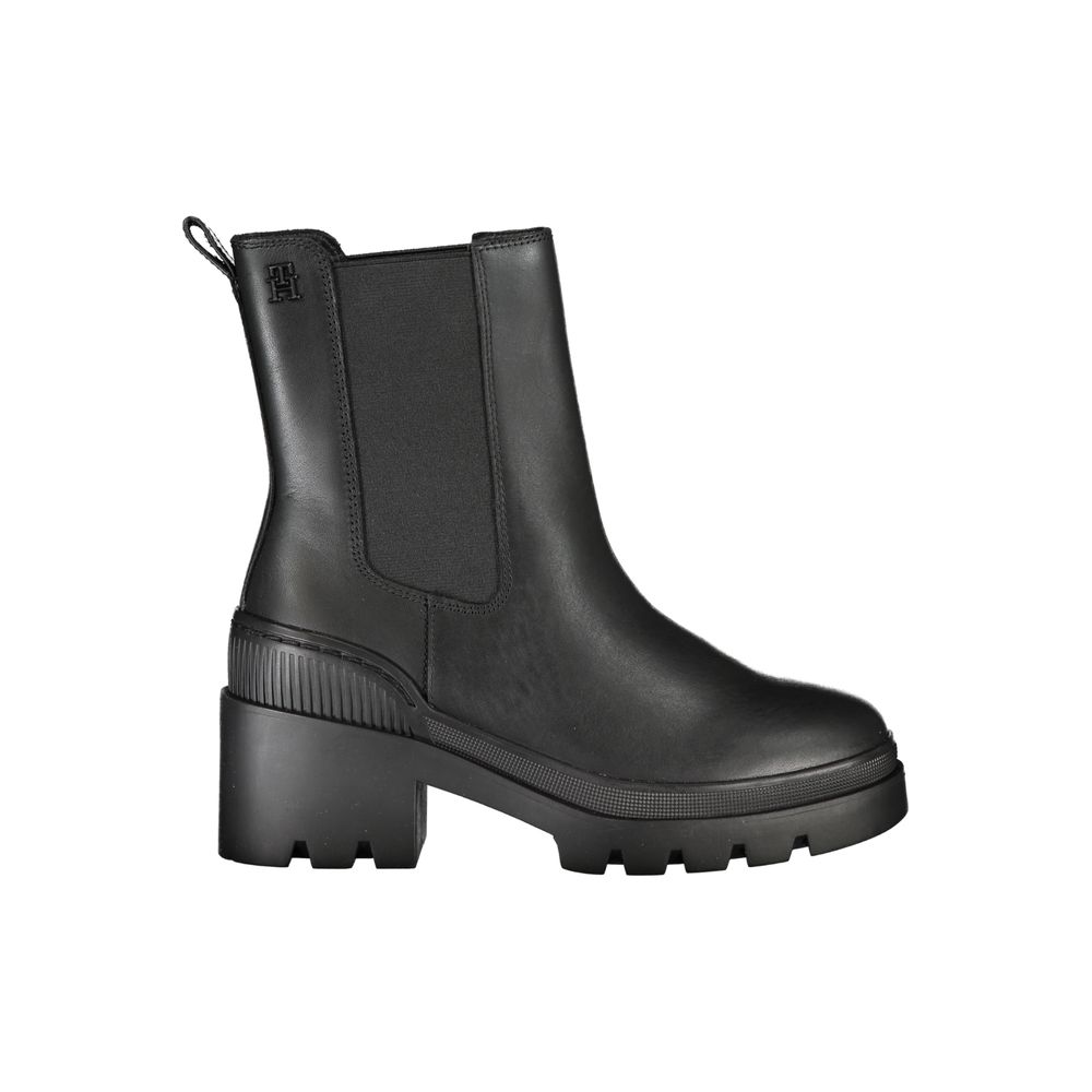Tommy Hilfiger Black Polyester Ankle boot with side elastic, 6 cm heel, and logo detailing.