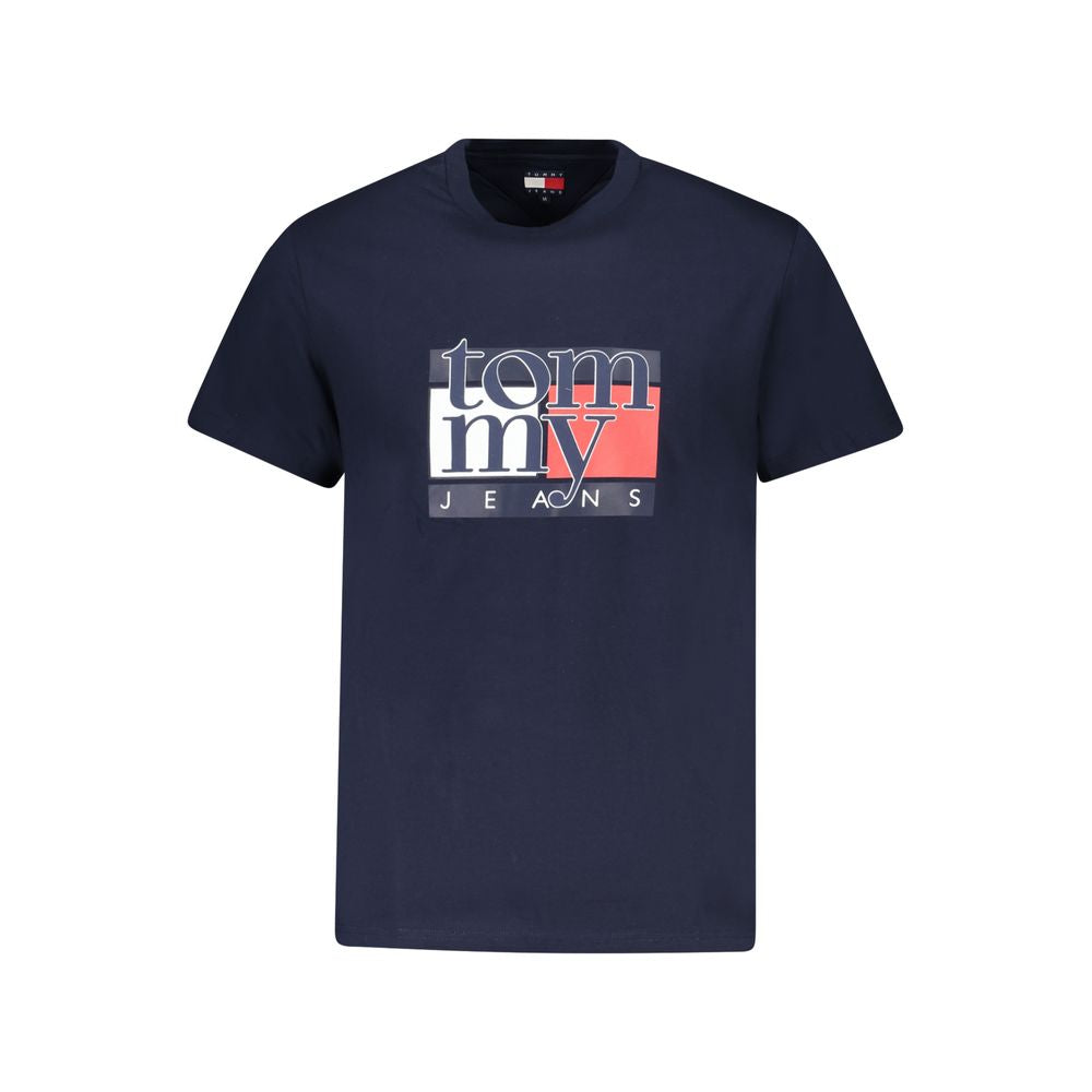 Tommy Hilfiger Blue Cotton Men T-Shirt with logo and eye-catching print