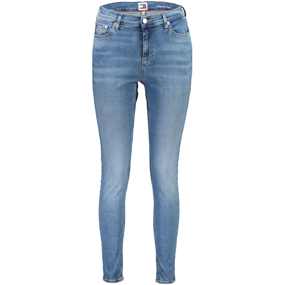 Tommy Hilfiger Blue Cotton Women Skinny Jean with washed effect and embroidery.