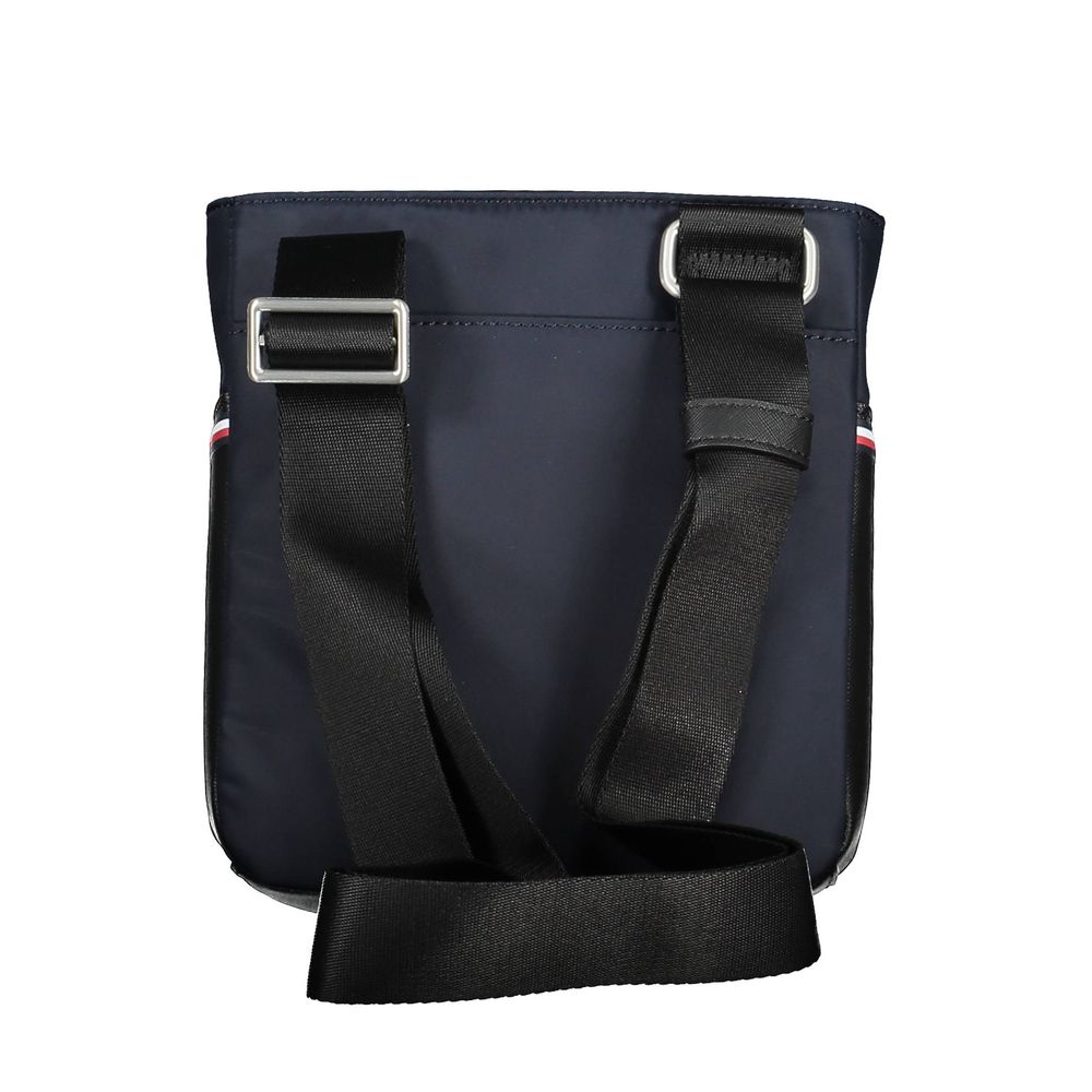 Tommy Hilfiger Blue Polyester Men Shoulder Bag with adjustable strap and eco-friendly materials, featuring Tommy logo accents.