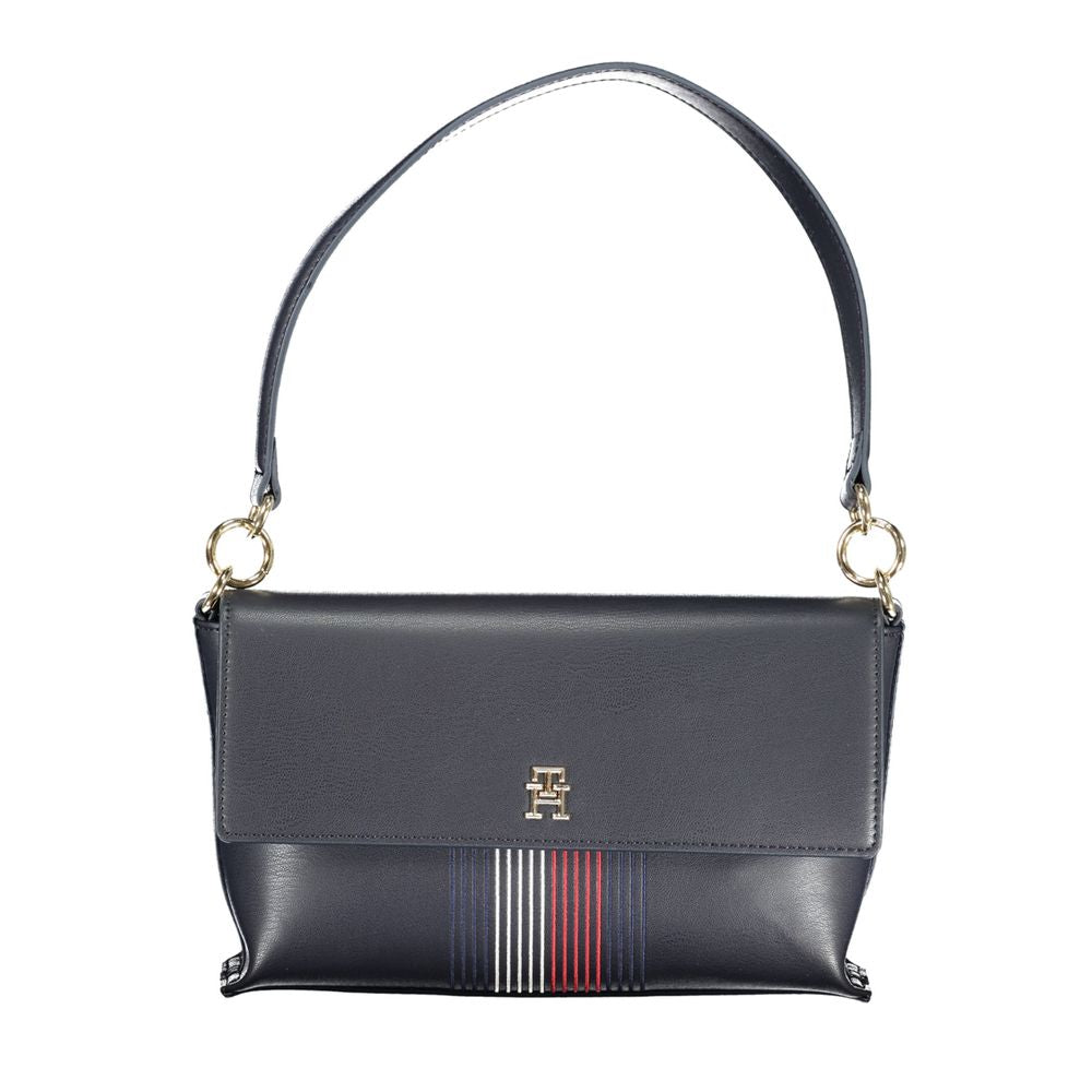Tommy Hilfiger Blue Polyethylene Handbag with adjustable strap, internal pocket, contrasting details, and logo.