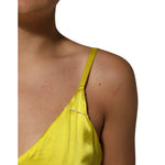 Tonello Yellow Silk Satin Slip Maxi Spaghetti Strap Maxi Dress