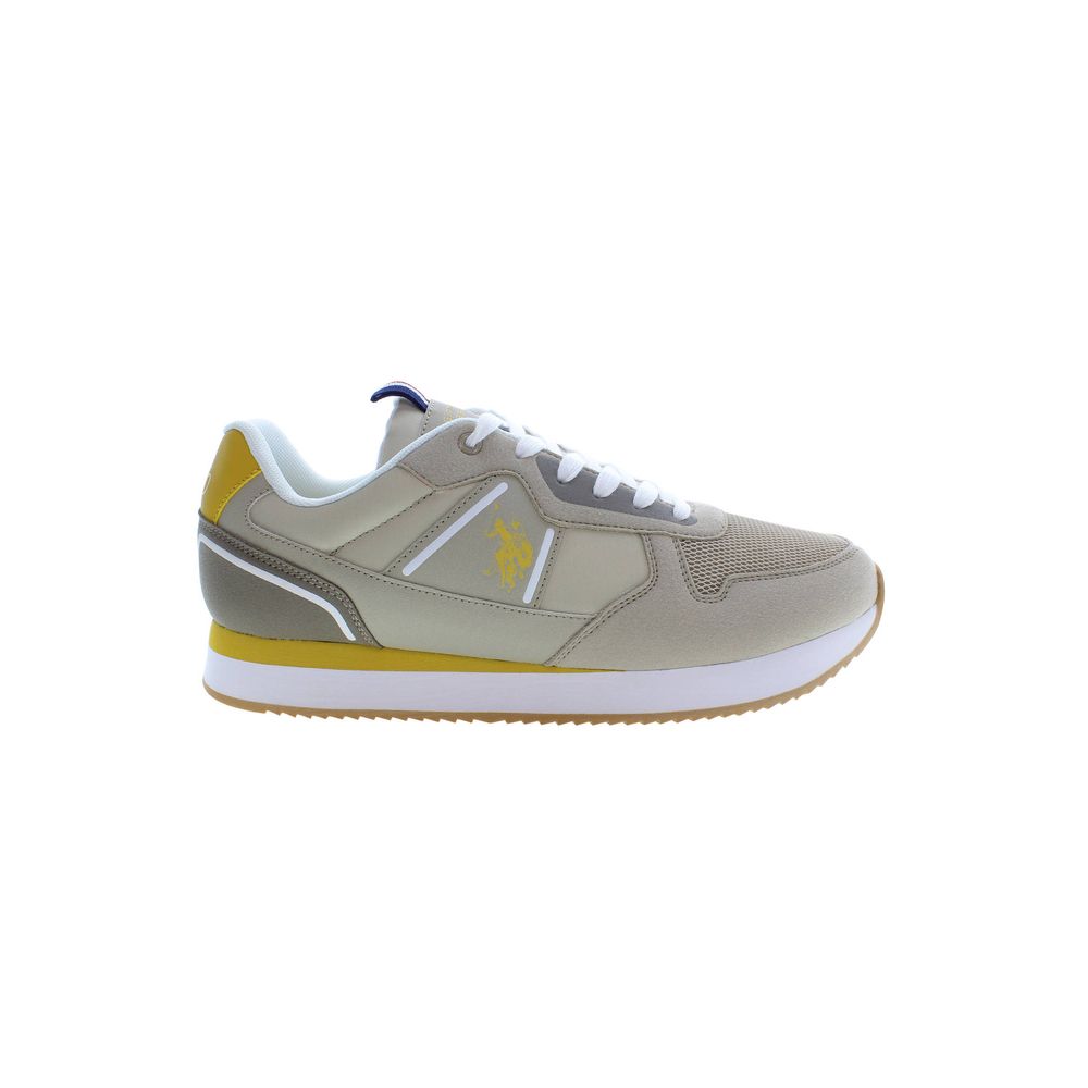 U.S. POLO ASSN. Beige Polyester Men Sneaker showcasing stylish design with contrasting details and iconic logo.