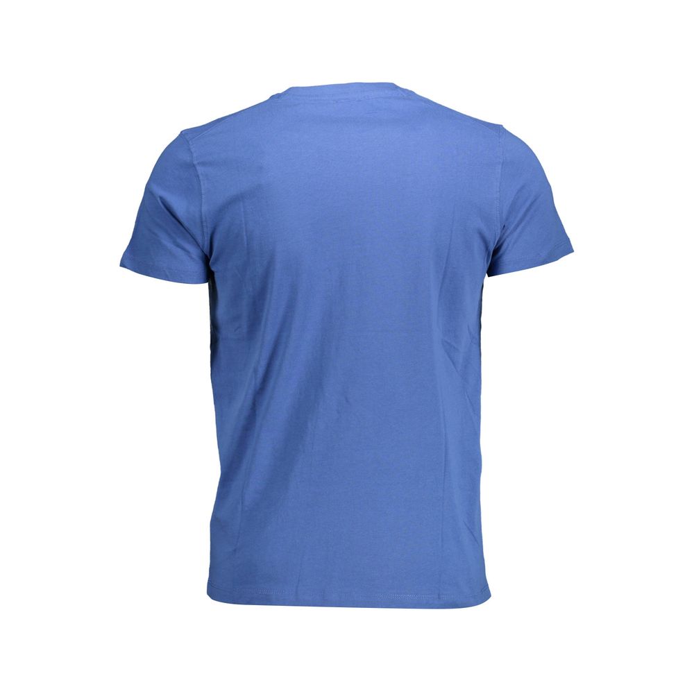 Back view of U.S. POLO ASSN. Blue Cotton Men T-Shirt showcasing simple design and vibrant color.