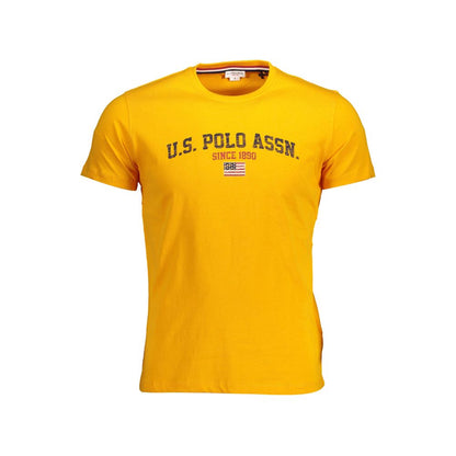 U.S. POLO ASSN. Orange Cotton Men T-Shirt with crew neck and short sleeves, featuring iconic logo print, made of soft, breathable fabric.