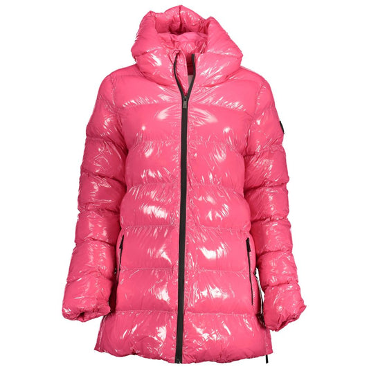 U.S. POLO ASSN. Pink Polyester Women Jacket with hood and external pockets, chic and stylish design.