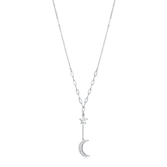 VICEROY JEWELS Mod. 13036C000-30 necklace, silver 925°, crescent moon and star design, quartz analog, 42mm, in official box.