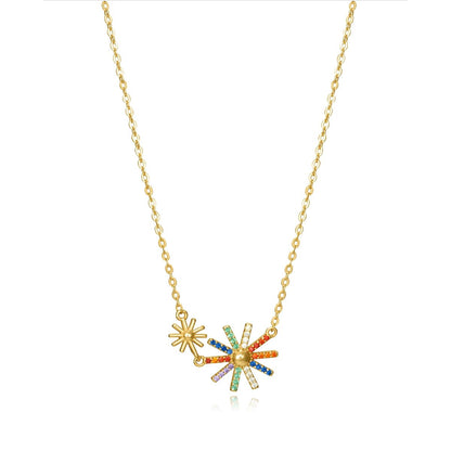 Gold chain necklace with colorful starburst pendants from VICEROY JEWELS Mod. 13042C100-39, featuring intricate design and silver material.