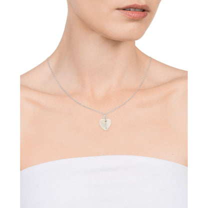 VICEROY JEWELS Mod. 13055C000-90 silver necklace for ladies, featuring a heart pendant and worn by a model on a white background.
