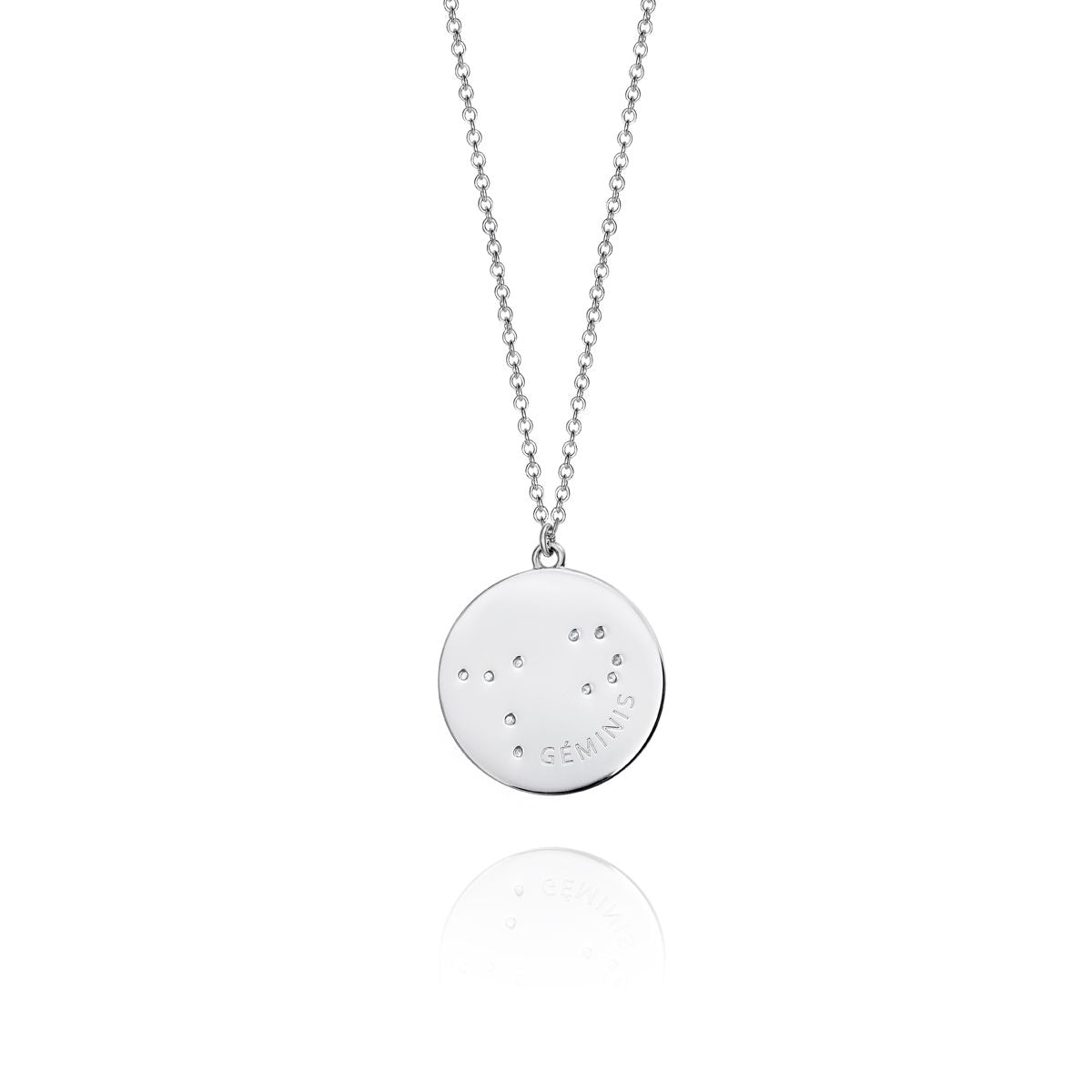 Silver necklace for ladies, VICEROY JEWELS Mod. 61014C000-38G, in official packaging, featuring a Gemini engraved pendant, crafted from Silver 925°.