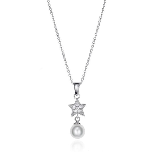 VICEROY JEWELS Mod. 71046C000-68 silver necklace with star and pearl pendant for ladies, quartz movement, packaged in official box.