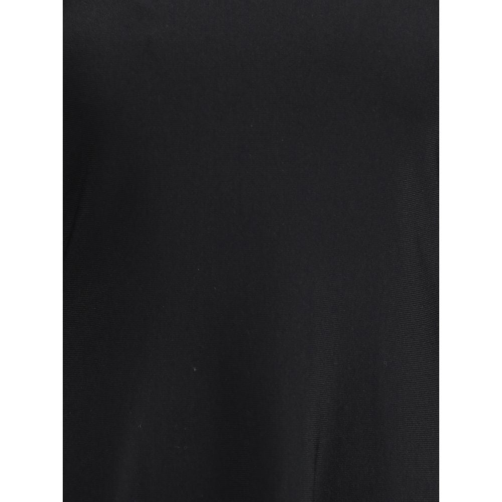 Valentino Black Viscose Casual Dress with flared silhouette and ruffled long sleeves, showcasing elegant high-neck design for AW25.