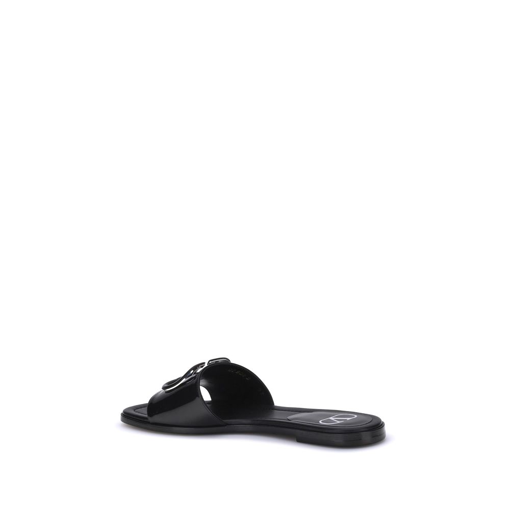 Valentino Garavani Black Calf Leather Bos Taurus Sandals