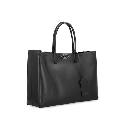 Valentino Garavani Black Calfskin Tote Bag