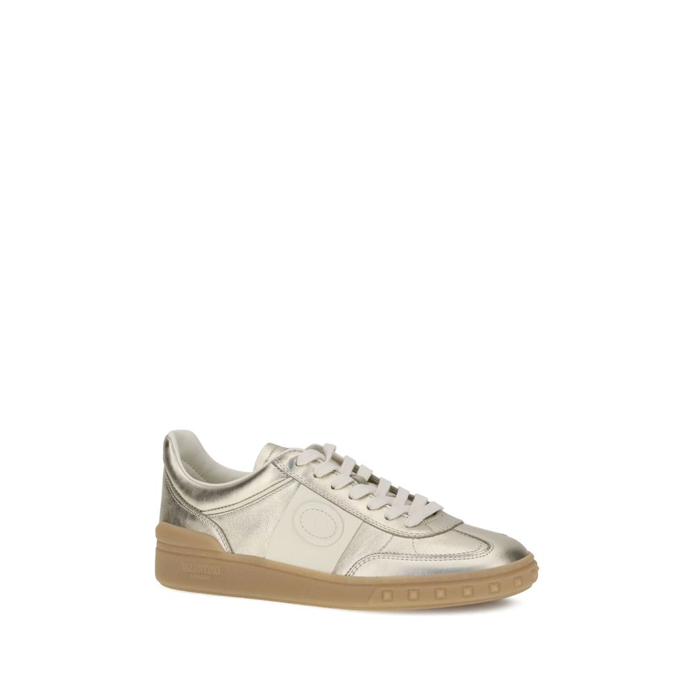 Valentino Garavani Gold Calf Leather Bos Taurus Low Top Sneakers