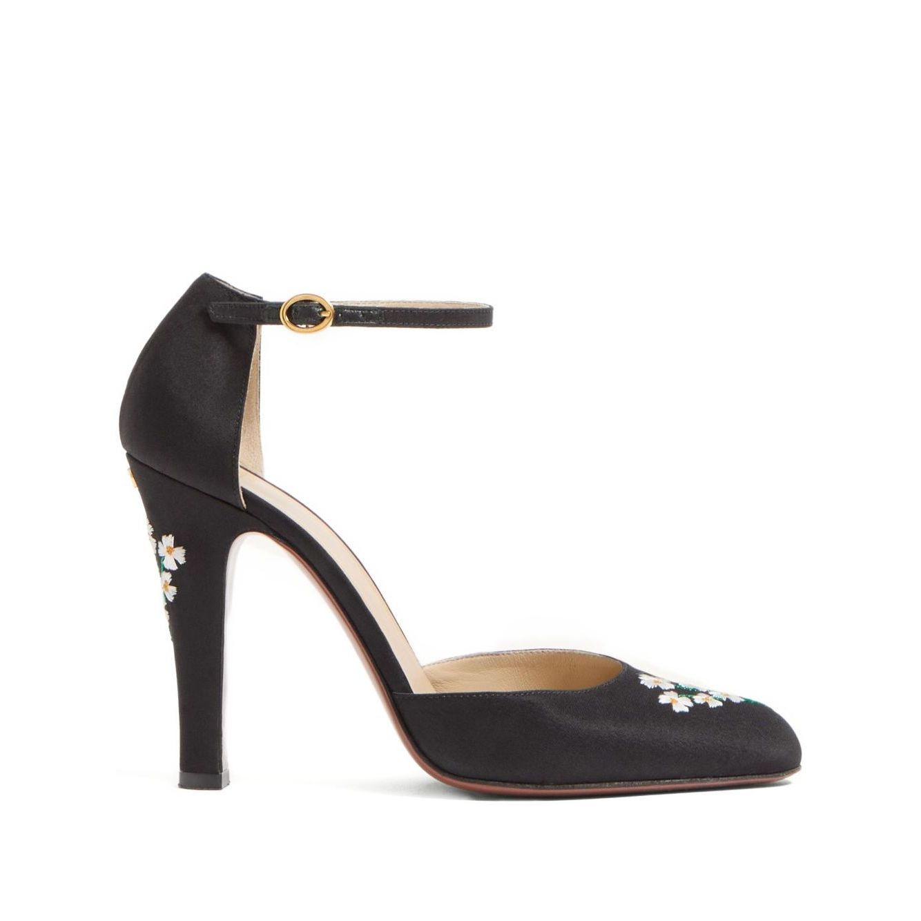 Valentino Garavani Hi Dolly Pumps In Fabric With Floral Embroidery 105mm