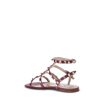 Valentino Garavani Red Calf Leather Bos Taurus Sandals