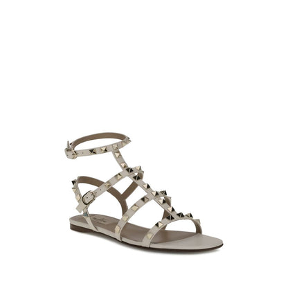 Valentino Garavani White Calf Leather Bos Taurus Sandals