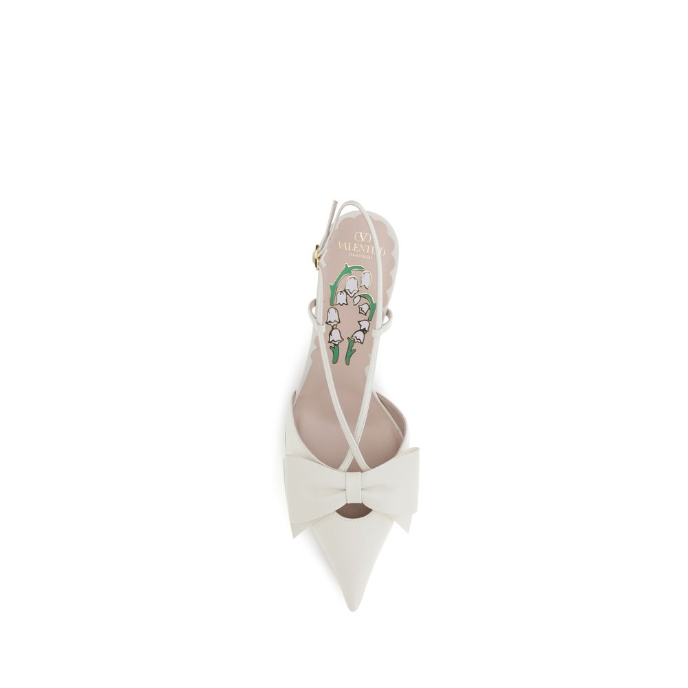 Valentino Garavani White Calf Leather Bos Taurus High Heel Pumps