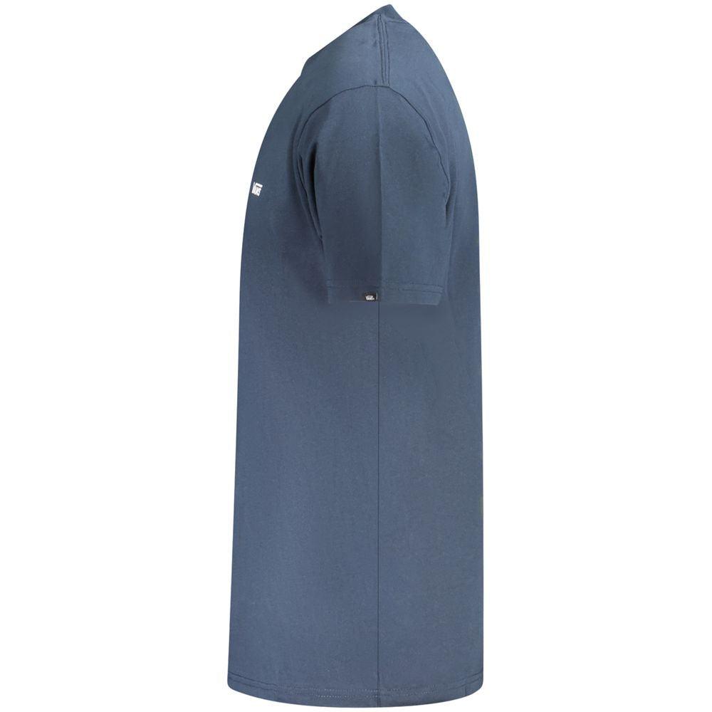 Side view of Vans Blue Cotton Men T-Shirt with classic fit and Vans logo, perfect for casual wear and comfort.