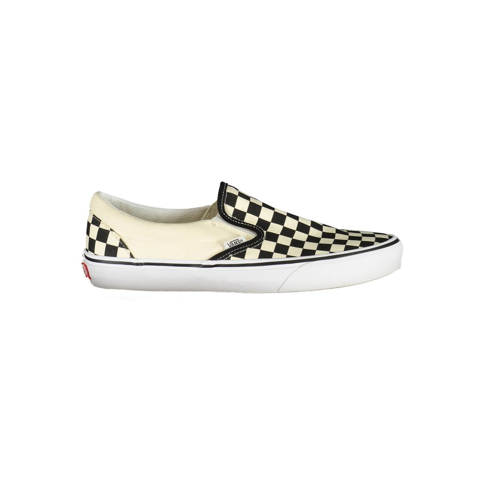 Vans White Polyester Women Sneaker with iconic checkered pattern on white slip-on for bold streetwear style.