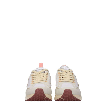 Front view of Veja Beige Fabric Athletic Sneakers with lace-up closure and rubber sole.