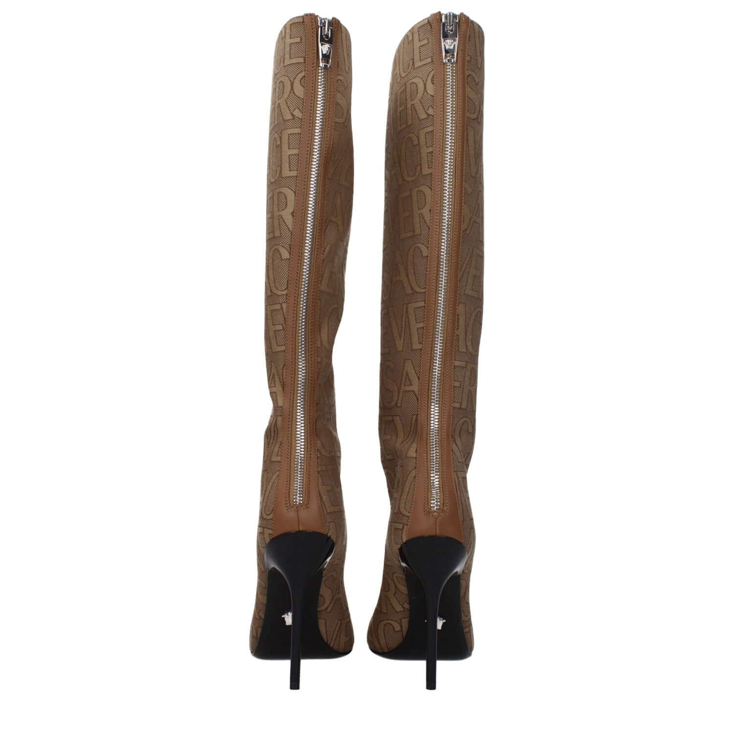 Versace Beige Fabric High Heel Boots