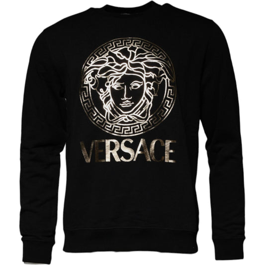 Versace Black Medusa Fleece Men Crew Neck Sweatshirt Sweater