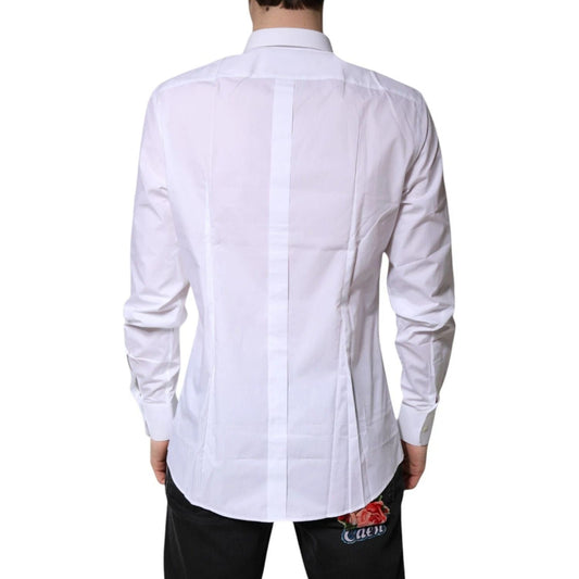 Dolce & Gabbana White Cotton GOLD Dress Formal Shirt