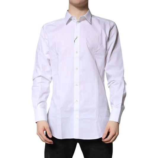 Dolce & Gabbana White Cotton GOLD Dress Formal Shirt