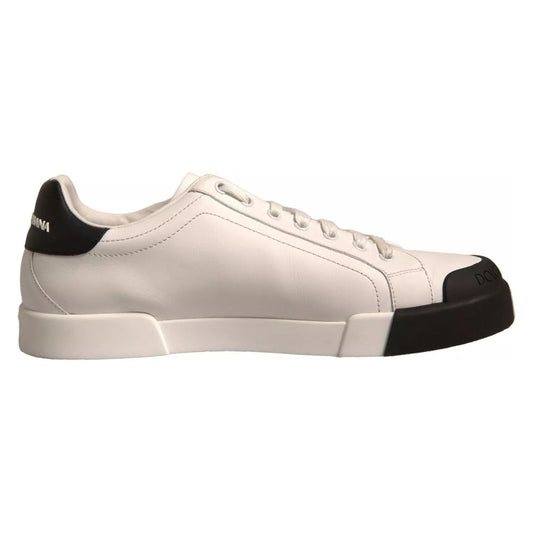 Dolce & Gabbana White Leather Logo Portofino Sneakers Shoes