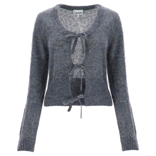 Ganni mohair cardigan with bow accents
