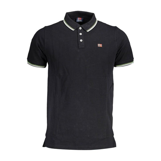 Norway 1963 Black Cotton Men's Polo Shirt with contrasting details and logo, perfect for modern style and comfort.