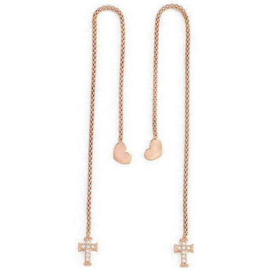 AMEN Mod. CUORE CROCE CRISTALLI ROSE GOLD Earrings AMEN Antique White